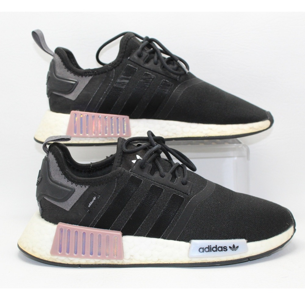 Adidas NMD R1 Womens 7.5 Core Black Rose Gold Iridescent Sneakers GY8537